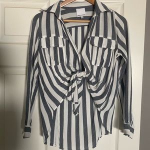 Striped shirt with tie front